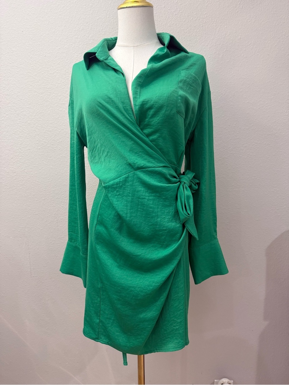 Kasia Resort Anthropologie Women’s Green Wrap Shirt Dress sz S